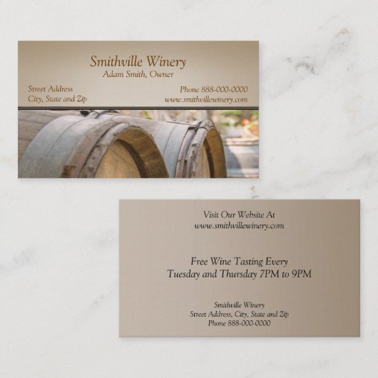 Visitekaartje van wijnvaten (Voorkant / Achterkant)