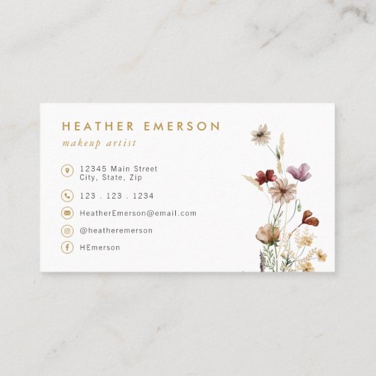 Visitekaartje van wilde bloemen (Achterkant)