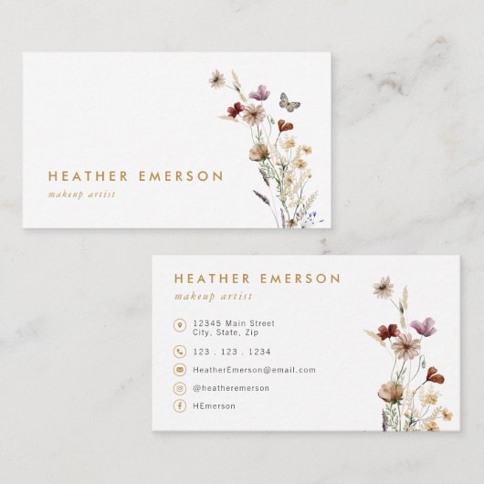 Visitekaartje van wilde bloemen (Voorkant / Achterkant)