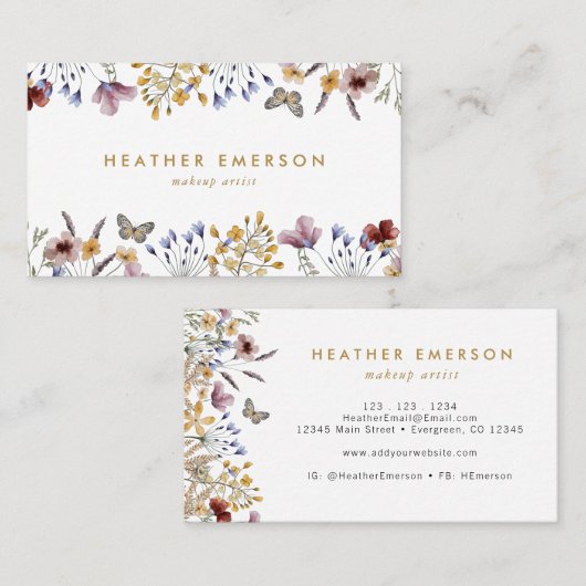 Visitekaartje van wilde bloemen (Voorkant / Achterkant)