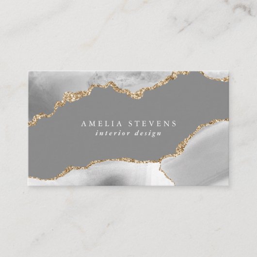 Visitekaartje van witte en goudgrijs (Voorkant)