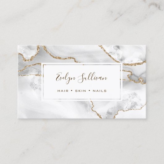 visitekaartje van witte en goudmage (Voorkant)