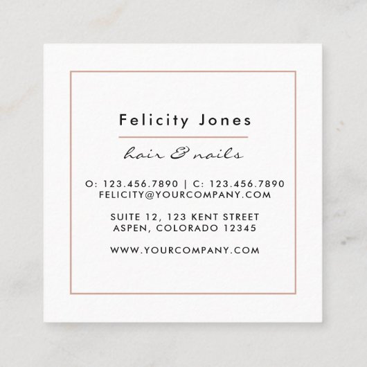 Visitekaartje van witte en Roos goudhagel (Achterkant)