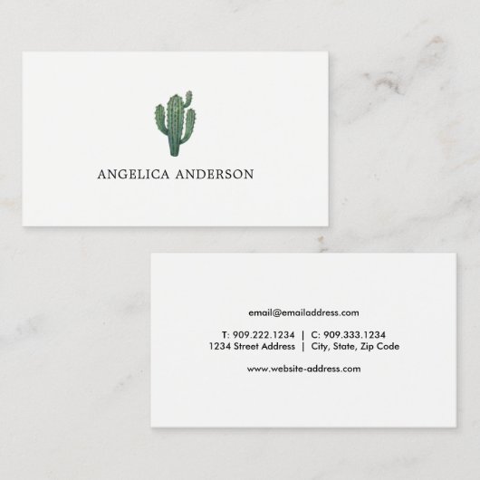 Visitekaartje van woestijncactus (Voorkant / Achterkant)