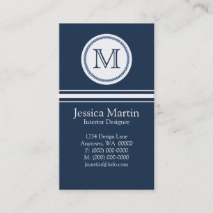 Visitekaartje van zoete en fijne monogrammen, blau