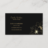 Visitekaartje van zwarte en goudflora (Achterkant)