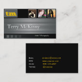 Visitekaartje van zwarte en grijze strepen en kubu (Voorkant / Achterkant)