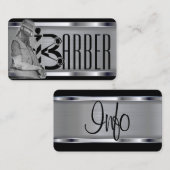 Visitekaartje van zwarte en zilverbarber (Voorkant / Achterkant)