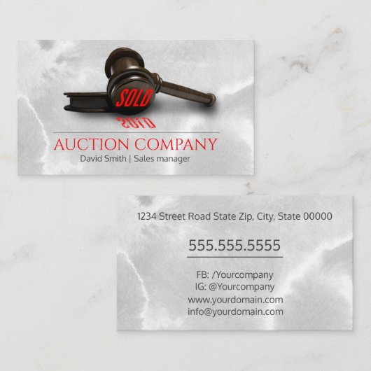 Visitekaartje Veilingdiensten (Voorkant / Achterkant)