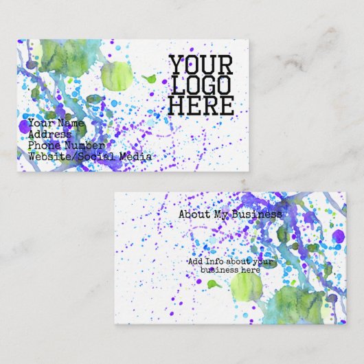 Visitekaartje Verf Splatter (Voorkant / Achterkant)