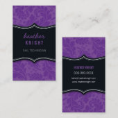 VISITEKAARTJE verfijnde bloei zwart paarse (Voorkant / Achterkant)