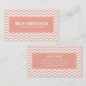 VISITEKAARTJE Verse Chevron Patroon bleek Koraal (Voorkant / Achterkant)