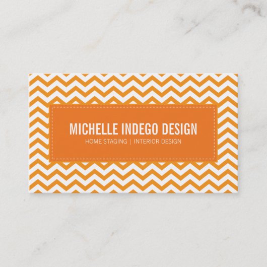 VISITEKAARTJE Verse Chevron Patroon sinaasappel (Voorkant)