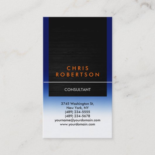 Visitekaartje Verticaal blauw Oranje hout (Voorkant)