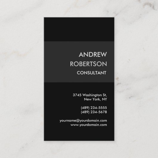 Visitekaartje Verticaal grafisch zwart grijs behee (Voorkant)