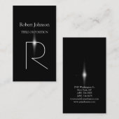 Visitekaartje Verticaal patroon zwart grijs monogr (Voorkant / Achterkant)