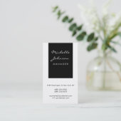 Visitekaartje Verticaal Script Black White Manager (Staand voorkant)