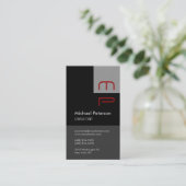 Visitekaartje Vertical Grey Black Red Monogram (Staand voorkant)