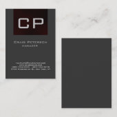 Visitekaartje Vertical Grey Browny Red Monogram (Voorkant / Achterkant)