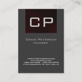 Visitekaartje Vertical Grey Browny Red Monogram