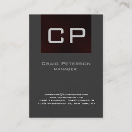 Visitekaartje Vertical Grey Browny Red Monogram