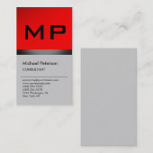 Visitekaartje Vertical Red Grey Black Monogram (Voorkant / Achterkant)