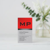Visitekaartje Vertical Red Grey Black Monogram (Staand voorkant)