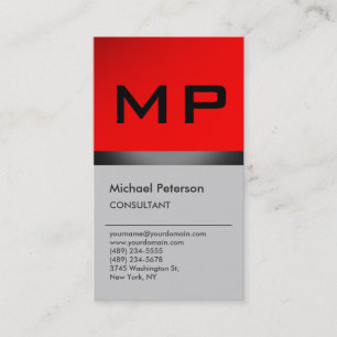 Visitekaartje Vertical Red Grey Black Monogram