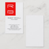 Visitekaartje Vertical Red White Monogram Manager (Voorkant / Achterkant)