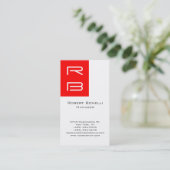 Visitekaartje Vertical Red White Monogram Manager (Staand voorkant)