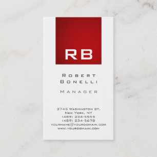 Visitekaartje Vertical Red White Monogram Manager