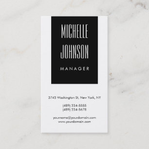 Visitekaartje Vertical Trendy Black White Manager