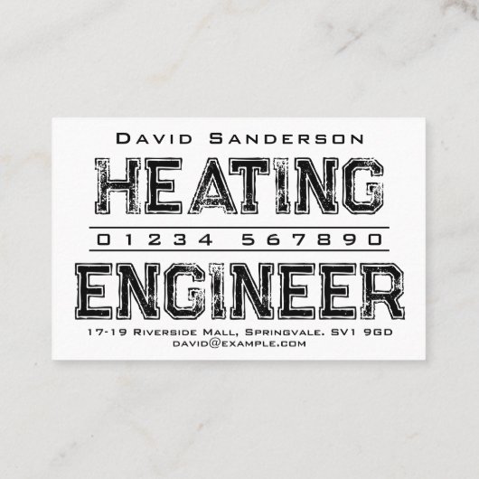 Visitekaartje verwarmingstoestel (Achterkant)