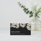 VISITEKAARTJE  vet bloeien ivoor zwart (Staand voorkant)