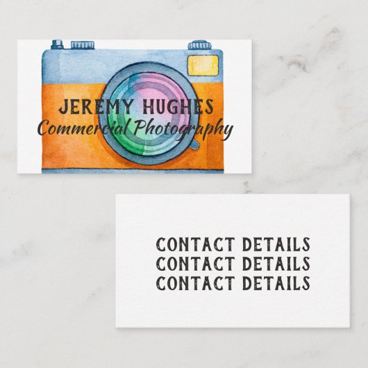 Visitekaartje Vet en helder Waterverf camera (Voorkant / Achterkant)
