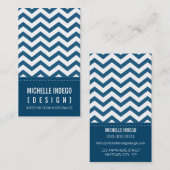 VISITEKAARTJE vet trendy Chevron strepen blauw (Voorkant / Achterkant)