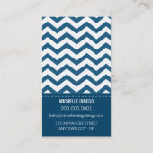 VISITEKAARTJE vet trendy Chevron strepen blauw (Achterkant)