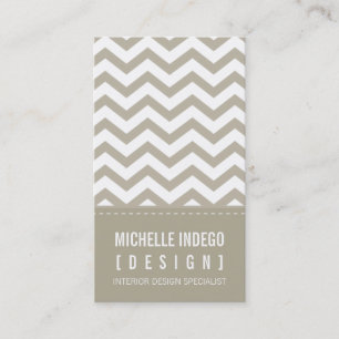 VISITEKAARTJE vet trendy Chevron strepen taupe