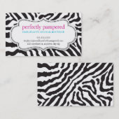 VISITEKAARTJE vet zebrapatroon zwart wit (Voorkant / Achterkant)