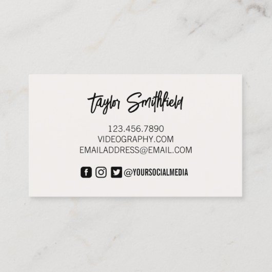 Visitekaartje  videocamera-videografie (Achterkant)