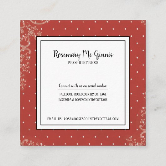 Visitekaartje Vintage Rozen Rustisch land (Achterkant)