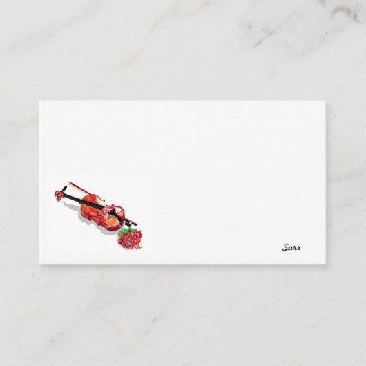 Visitekaartje / Violin met Roos (Voorkant)