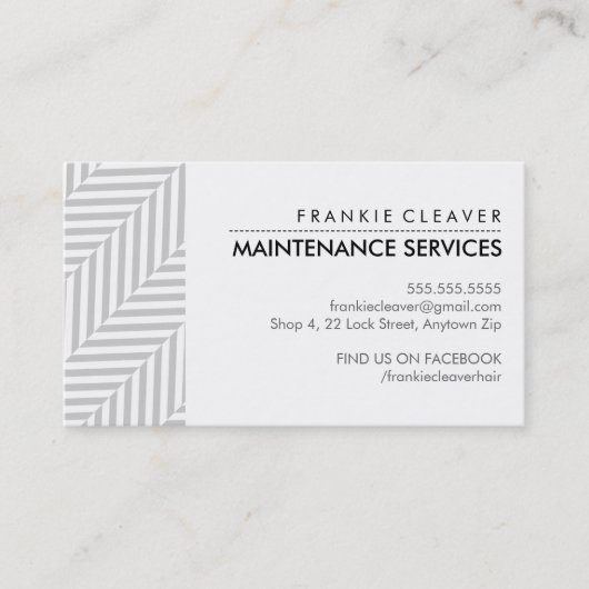 VISITEKAARTJE visgraatpatroon zwart grijs (Voorkant)