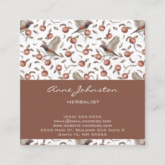 Visitekaartje vogelpuitje (Achterkant)