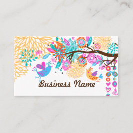 visitekaartje - vogels, florale achtergrond