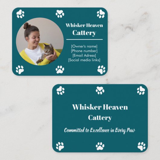 Visitekaartje voor aangepaste cattery (Voorkant / Achterkant)