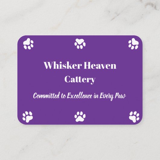 Visitekaartje voor aangepaste cattery (Achterkant)