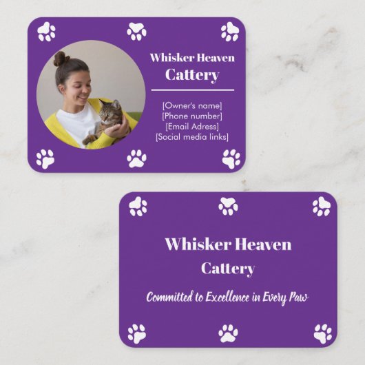 Visitekaartje voor aangepaste cattery (Voorkant / Achterkant)