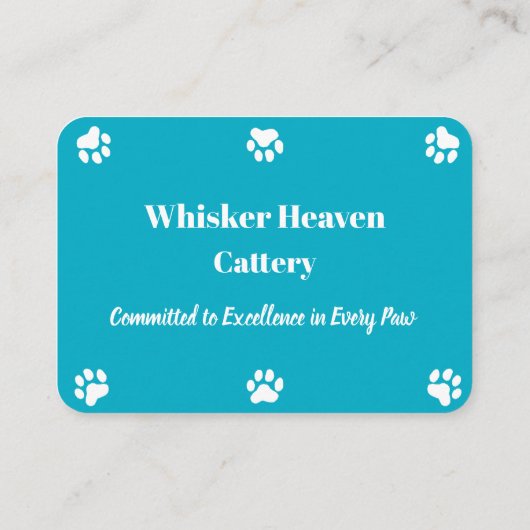 Visitekaartje voor aangepaste cattery (Achterkant)