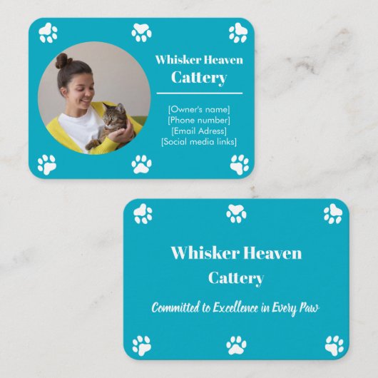 Visitekaartje voor aangepaste cattery (Voorkant / Achterkant)